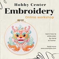 Embroidery class Facebook post template