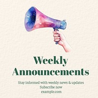 Weekly announcements Instagram post template
