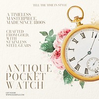 Antique pocket watches Instagram post template