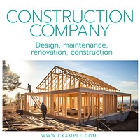 Construction company Facebook post template