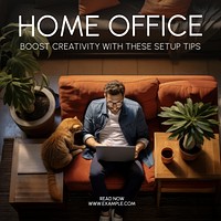 Home office Facebook post template