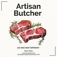 Artisan butcher Facebook post template  