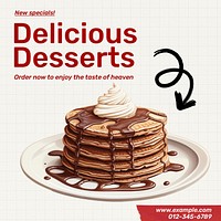 Delicious dessert Facebook post template  
