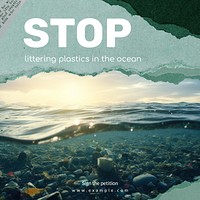 Save ocean Instagram post template, editable social media design