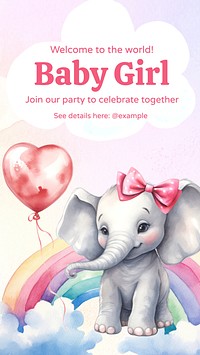 Baby girl party Facebook story template