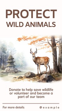 Protect wild animals Facebook story template  