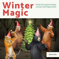 Winter magic Facebook post template  