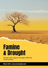 Famine & drought  poster template