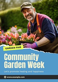 Community garden week poster template and design