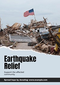 Earthquake disaster relief  poster template