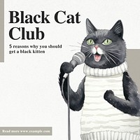 Black cat club Instagram post template