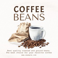 Best coffee beans post template,  social media design