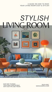 Stylish living room Instagram story template