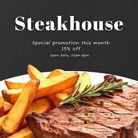 Steakhouse restaurant Instagram post template