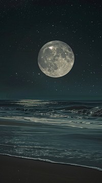 Full moon beach astronomy shoreline.