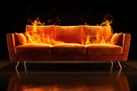 Modern sofa fire flame furniture fireplace indoors.
