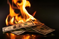Money flame blaze fire bonfire.