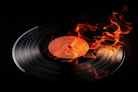 Vinyl disc fire flame disk.
