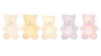 Teddy bears as divider watercolor plush toy.