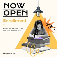 School student enrollment Instagram post template