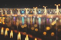 Lights on a pier at night