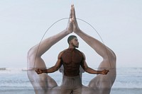 Man doing yoga rear view remix