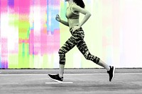 White woman running on track remix