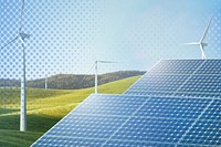 Clean energy computer wallpaper, solar panels & wind turbines