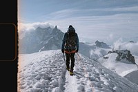 Hiker going up Chamonix Alps in France