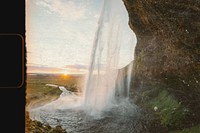 Back view of Seljalandsfoss waterfall in Iceland