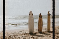 Surfboard mockup on the beach