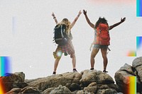 Two young female travelers backpacking