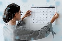 Woman checking the calendar remix