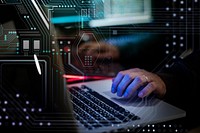 A hacker using computer photo