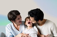 Family time photo of father, mother, and daughter