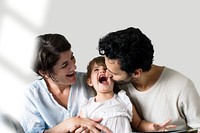 Family time photo of father, mother, and daughter