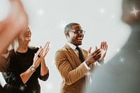 Diverse business people applauding with joy