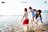 Children having fun on the beach