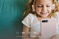 Little girl listening to music remix