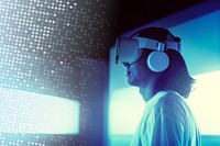 Man wearing VR headset in operational base
