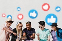 Social media share, teens watching viral content