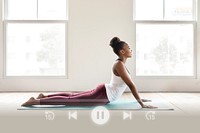 Woman doing yoga healthcare remix