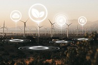 Wind turbines in the Palm Springs desert, USA