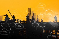 Construction workers on yellow background