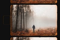 Man walking in a misty woods