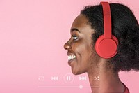 Woman listening to music remix