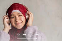 Muslim woman listening to music remix