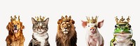 Animal wearing crown  cut out element set psd