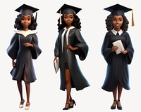 Graduated black student cut out element set