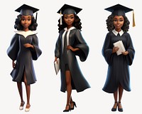 Graduated black student cut out element set psd